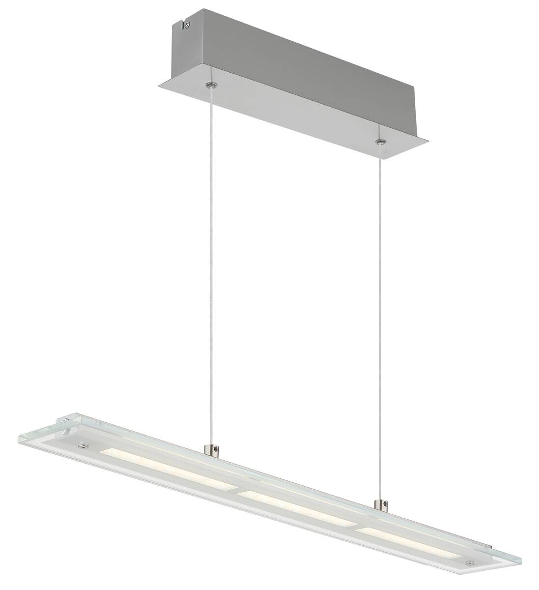 GLOBO Pendelleuchte nickel matt klar Metall Glas B/H/L: ca. 9x150x64 cm 1.0 Brennstellen