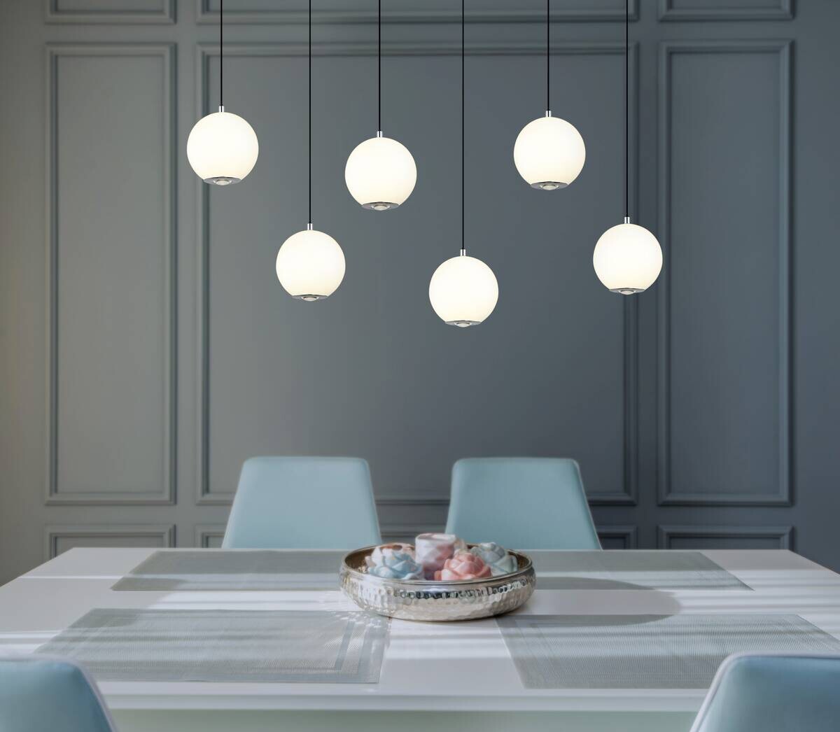 GLOBO Pendelleuchte grau Opal Glas Metall B/H/T/L: ca. 30x150x97,5x97,5 cm 1.0 Brennstellen