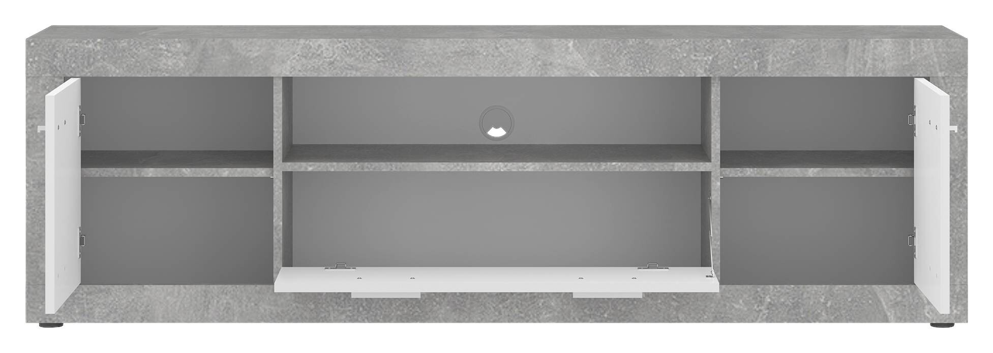 TV-Lowboard Focus Beton Optik weiß glänzend B/H/T: ca. 173,8x54x39 cm