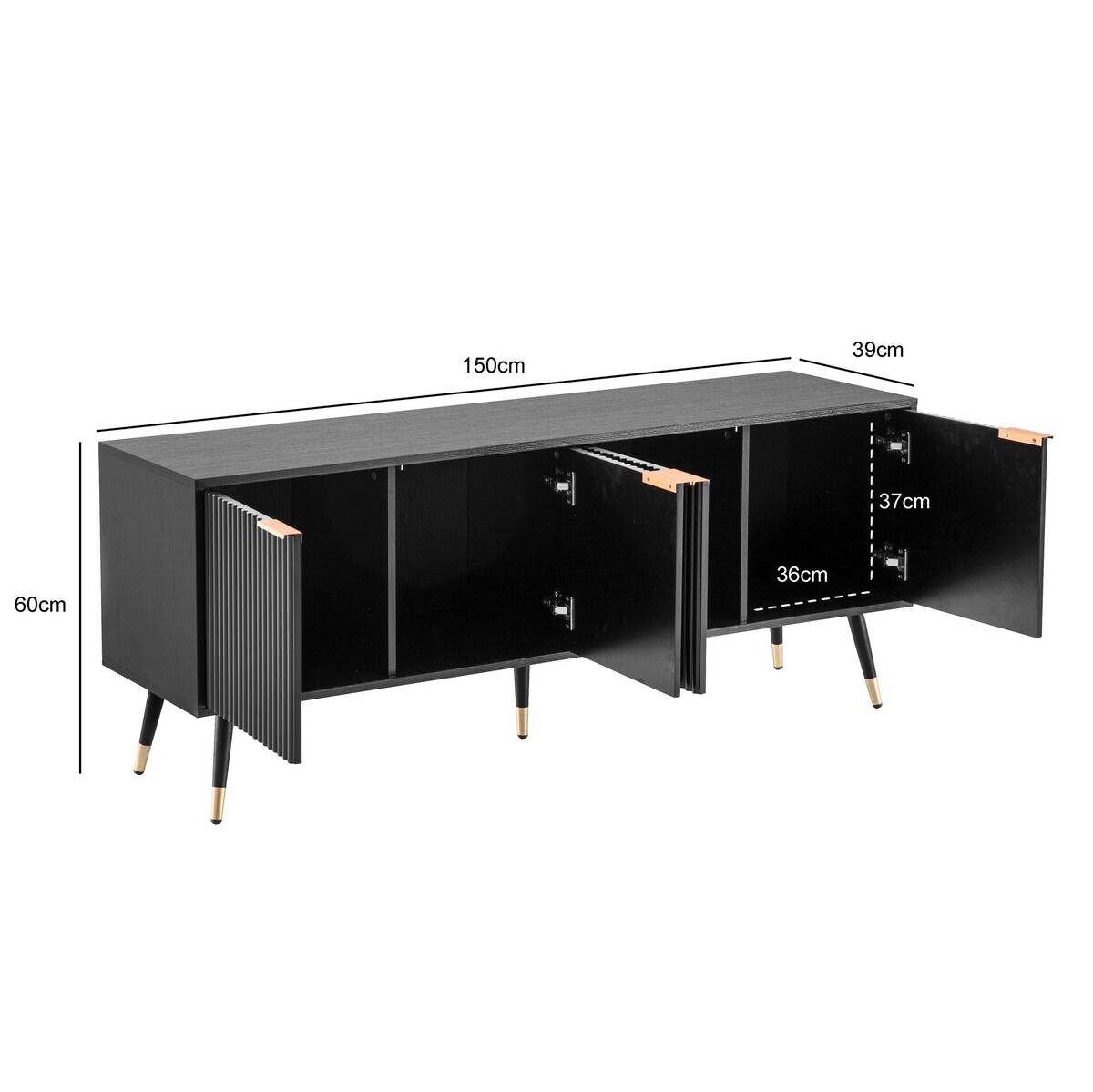 Lowboard schwarz B/H/T: ca. 150x60x39 cm