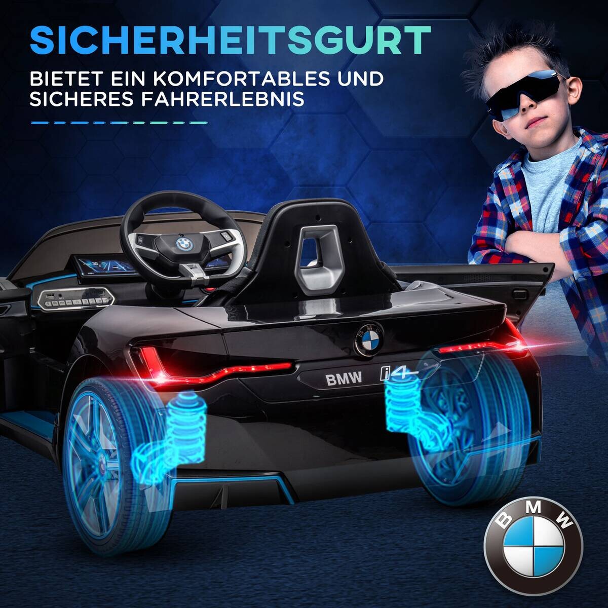 HOMCOM Kinderauto schwarz B/H/L: ca. 67x115x45 cm