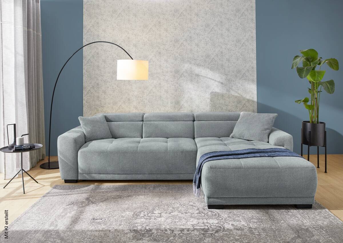 Ecksofa mit elektrischer Sitztiefenverstellung grau Microfaser B/H/T: ca. 296x105x200 cm