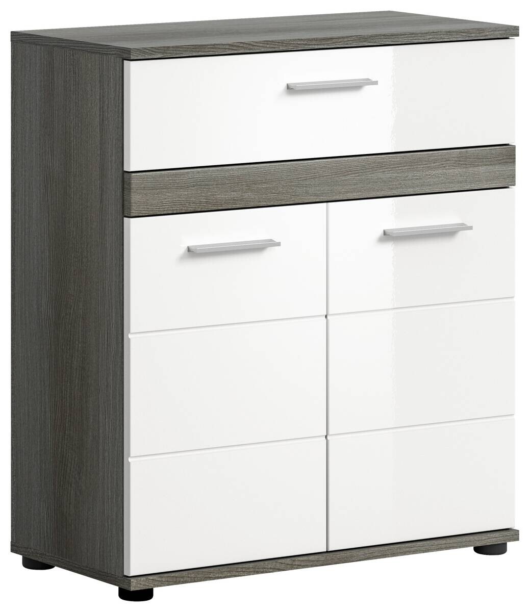 Midischrank BLAKE Rauchsilber Nachbildung weiß Hochglanz B/H/T: ca. 71x79x31 cm