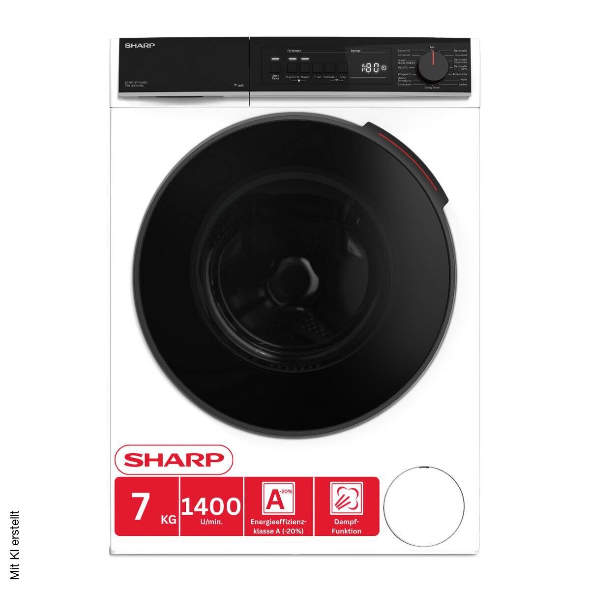 Sharp Waschmaschine ES-WNFB714CWDA-DE EEK: A Spektrum: A bis G 7kg 1400U/min weiß B/H/T: ca. 60x85x53 cm