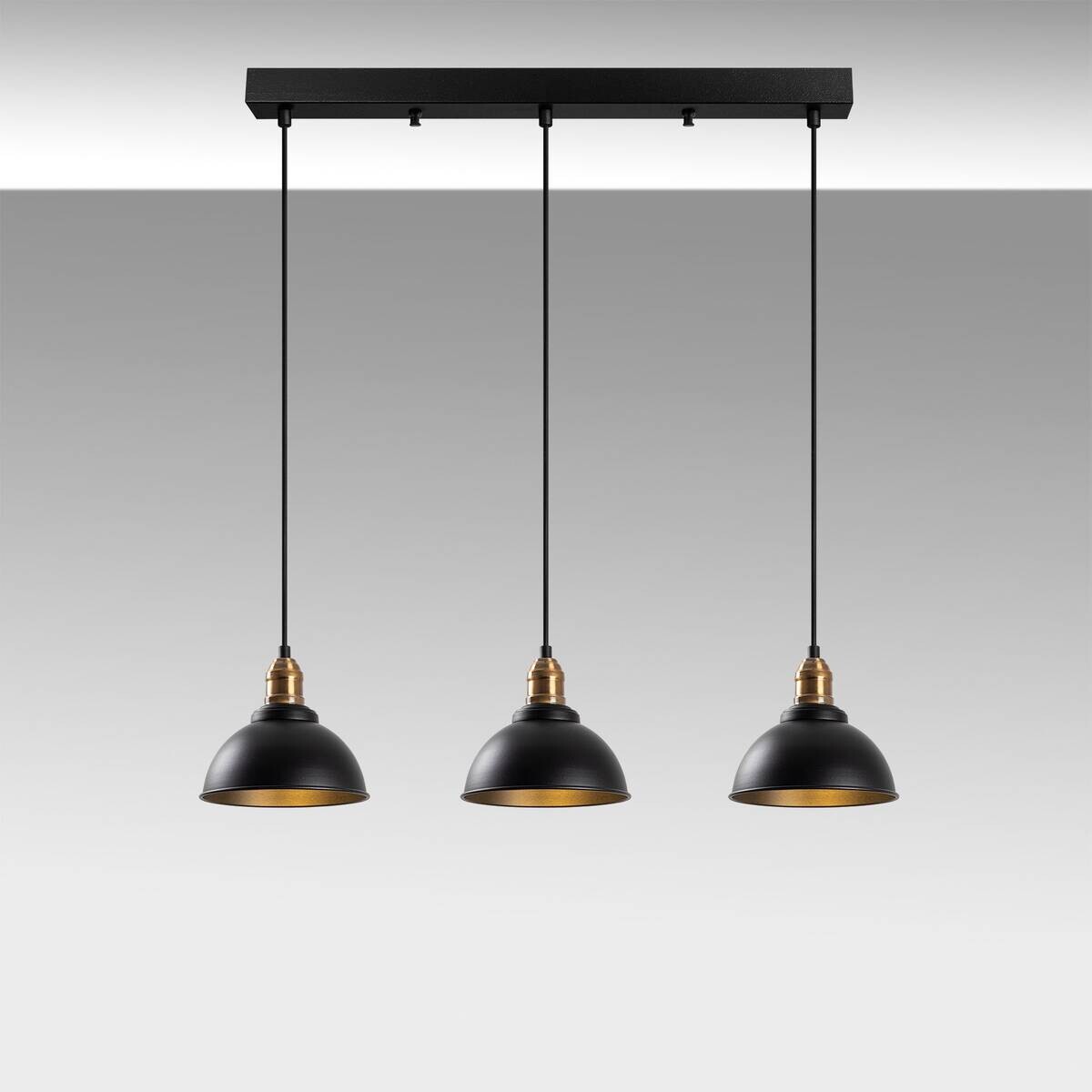 Opviq Pendelleuchte Varzan bronze schwarz Metall B/H/T/L/D: ca. 21x117x21x70x21 cm E27 3 Brennstellen