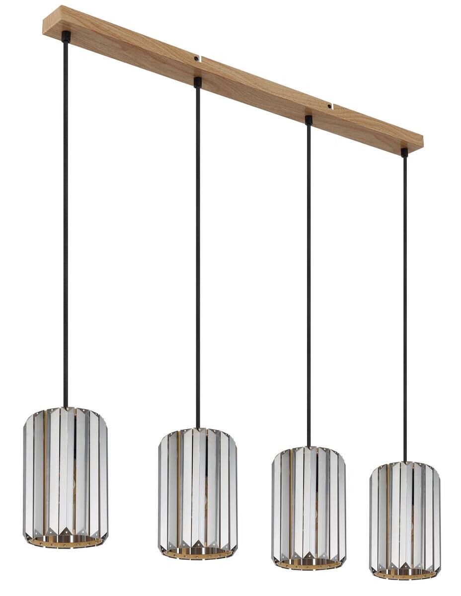GLOBO Pendelleuchte RUN 30220446 schwarz braun Rauch Glas Metall B/H/L: ca. 88x120x13,5 cm E27 4 Brennstellen