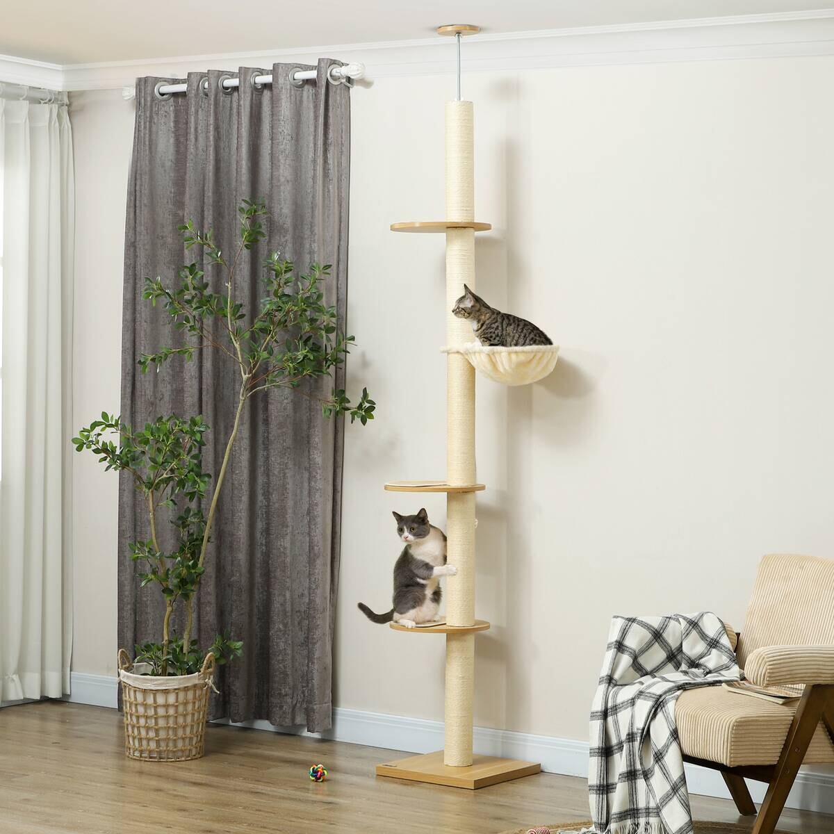 PawHut Kratzbaum Eiche Polyester B/H/L: ca. 40x250x40 cm