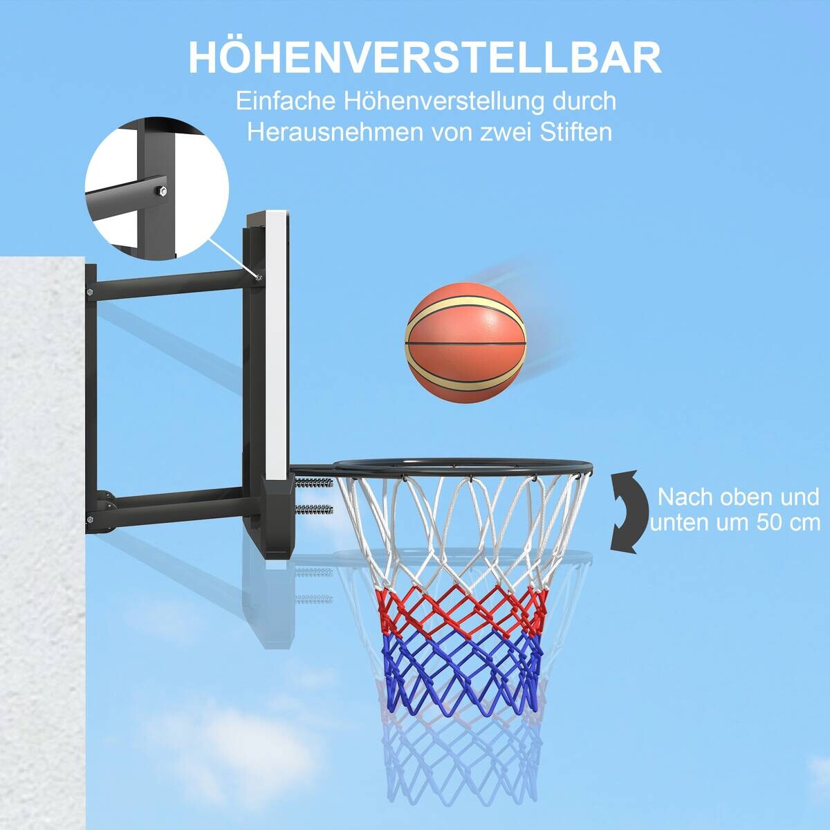 SPORTNOW Basketballkorb schwarz B/H/L: ca. 28x70x110 cm