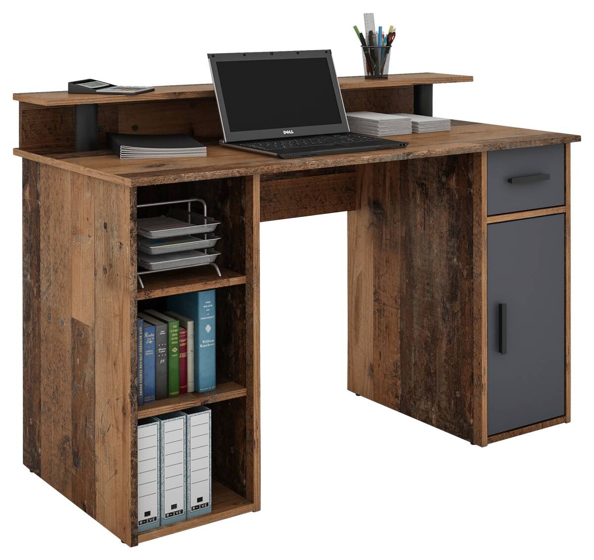 Schreibtisch DIEGO Eiche Old Wood Nachbildung anthrazit