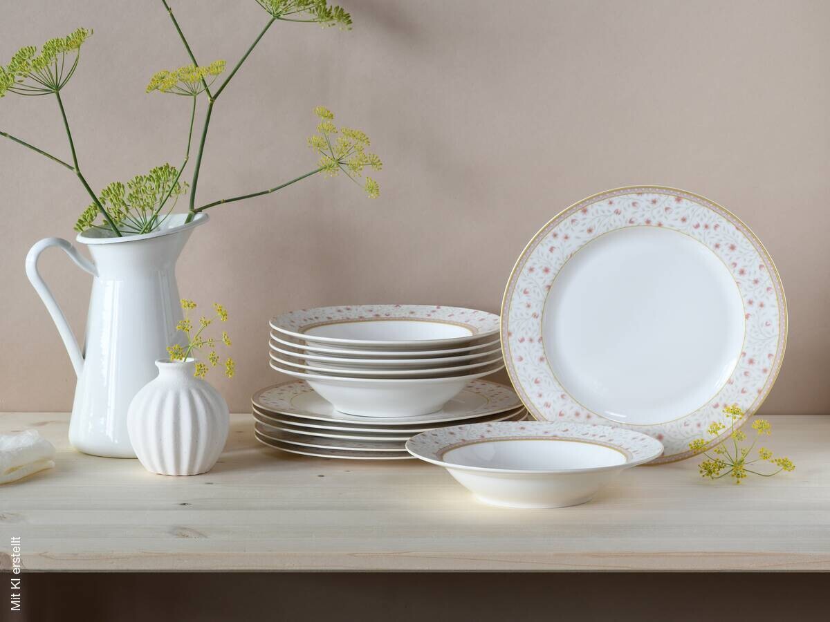 CreaTable Tafelservice Emilia weiß Porzellan 12 tlg.