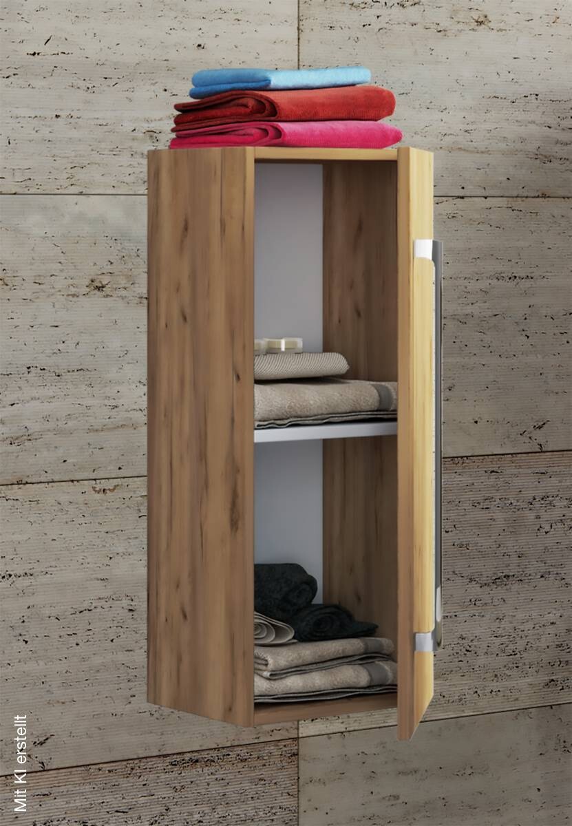 Midischrank Badinos Eiche Honig Nachbildung Alu Optik B/H/T: ca. 33x75x22 cm