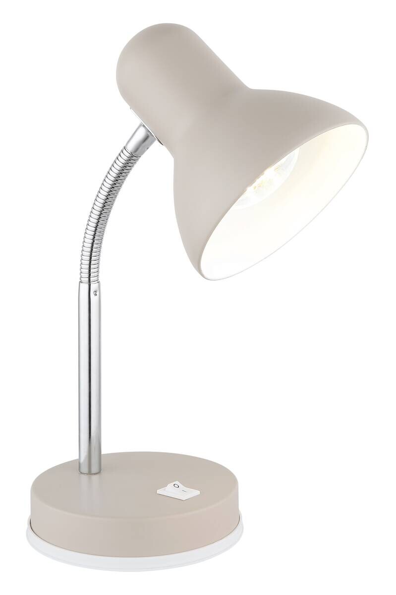 GLOBO Tischleuchte sand Chrom Metall Kunststoff B/H/L: ca. 21,5x12,5x35 cm E27 1 Brennstellen
