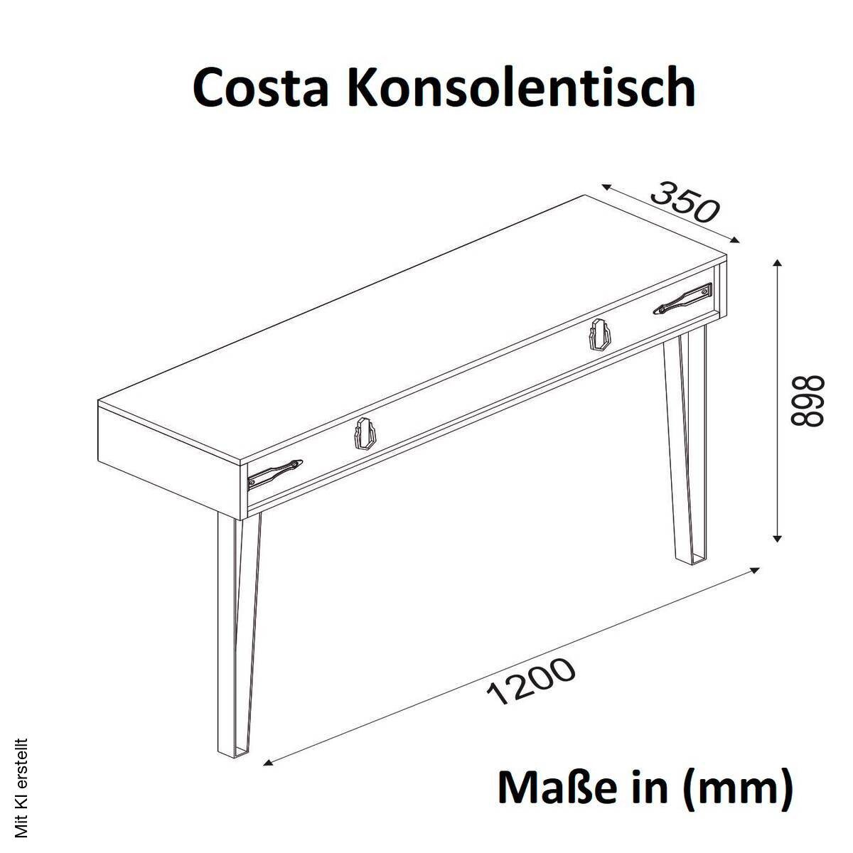 Konsolentisch Costa Eiche Nachbildung Spanplatte B/H/T: ca. 120x90x35 cm