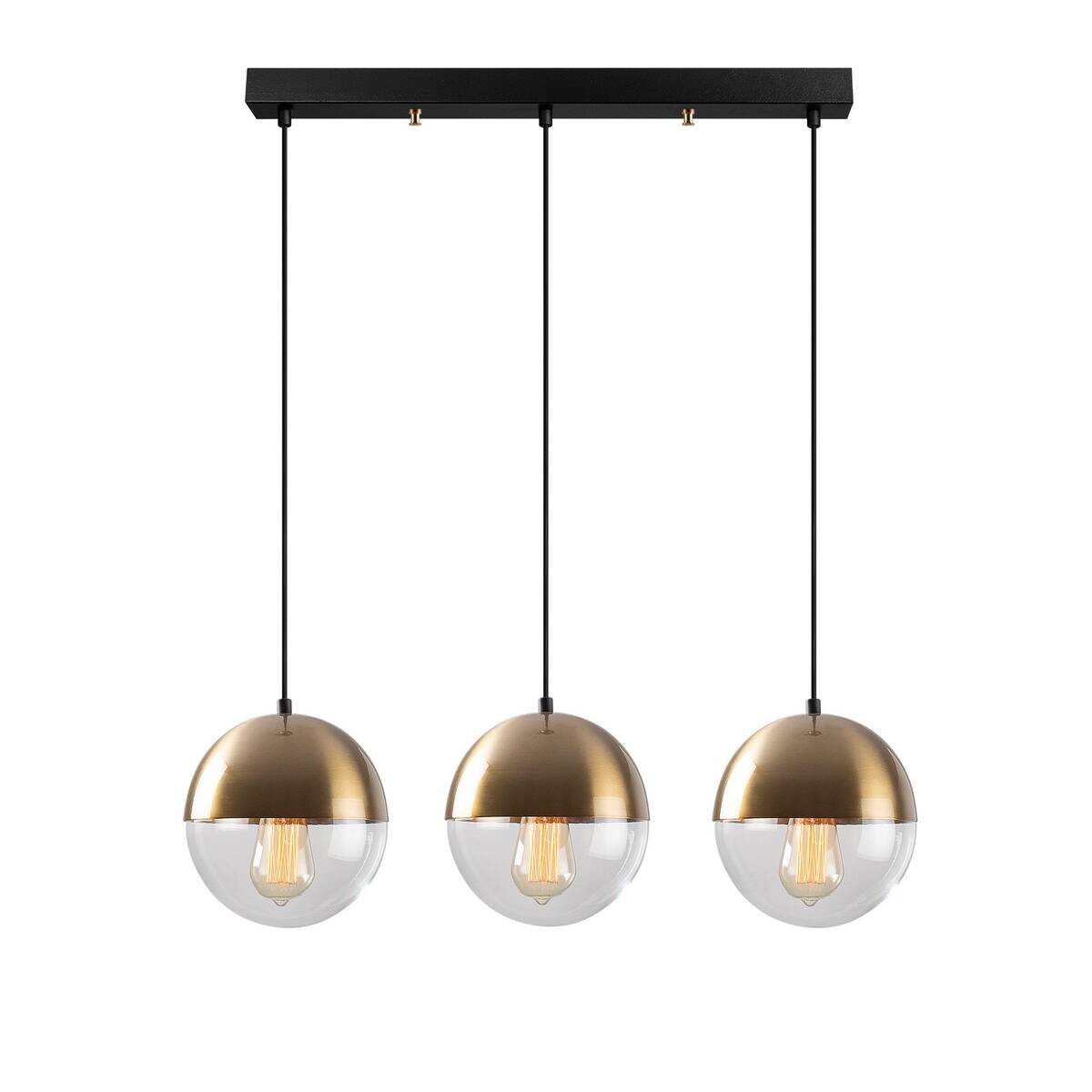 Opviq Pendelleuchte transparent messing B/H/T: ca. 70x111x20 cm E27 3 Brennstellen