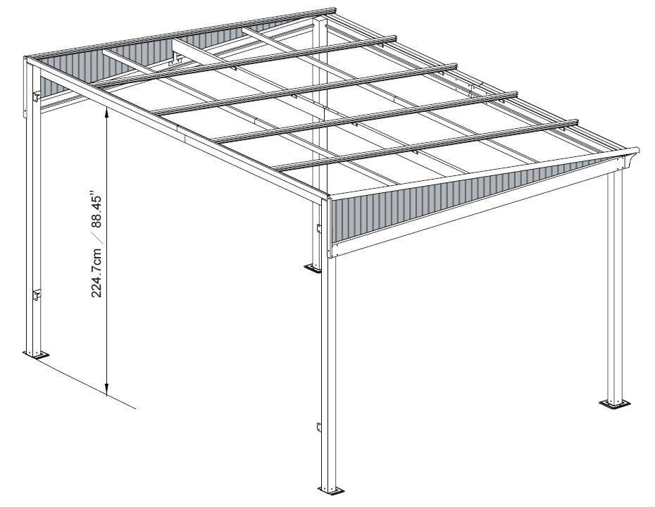 Sojag Terrassenüberdachung St. Barth anthrazit Aluminium B/H/T: ca. 364x240x296 cm