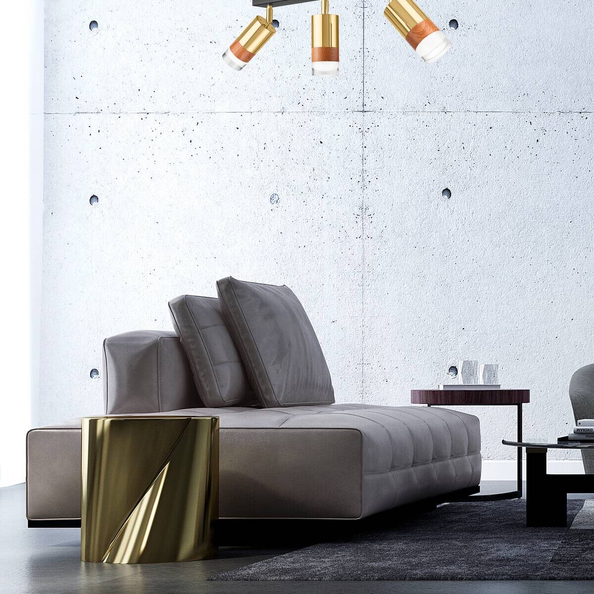 Lamkur Deckenleuchte gold Stahl Glas B/H/L: ca. 8x19x45 cm 3 Brennstellen