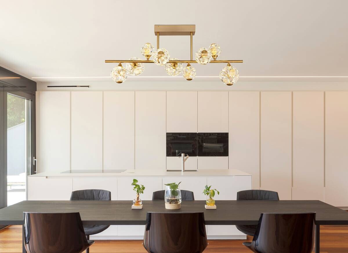 GLOBO Deckenleuchte klar gold Metall B/H/T/L: ca. 34,5x34,5x101x101 cm 1 Brennstellen