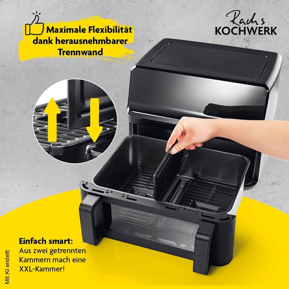 Rachs KOCHWERK Heißluftfritteuse 14349 schwarz Kunststoff B/H/L: ca. 37,5x38x30 cm ca. 9 l