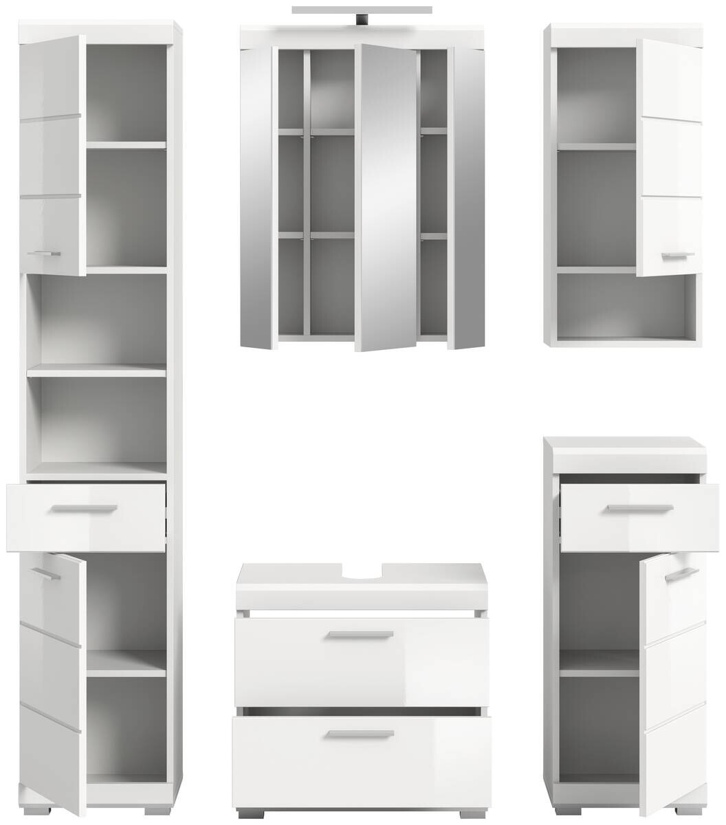 Badezimmer-Set Scout weiß weiß Hochglanz B/H/T: ca. 164x191x37 cm