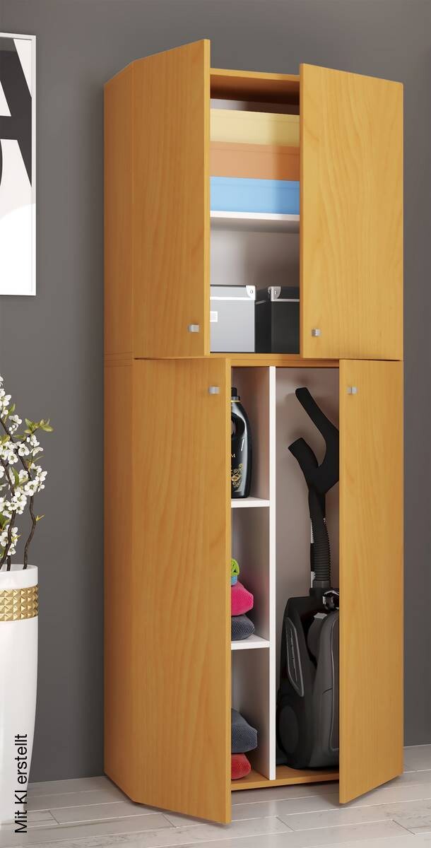 Putzschrank Lona XXL Putzschrank buche Nachbildung weiß B/H/T: ca. 70x182x39 cm