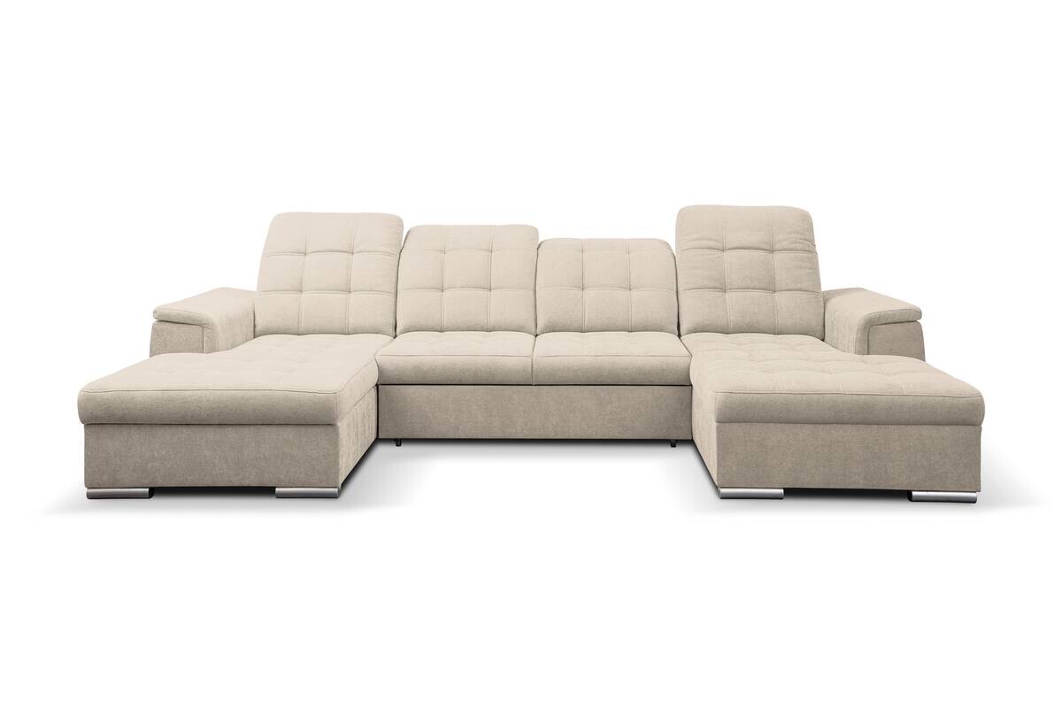 Wohnlandschaft Nadja beige Microfaser B/H/T: ca. 330x105x174 cm