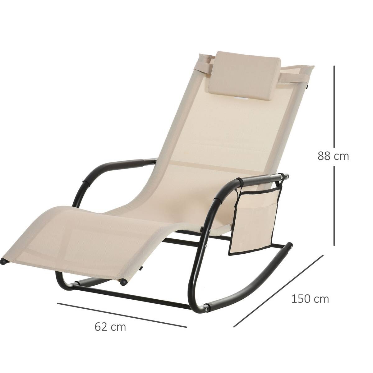 Outsunny Schaukelstuhl braun Metall B/H/L: ca. 62x88x150 cm