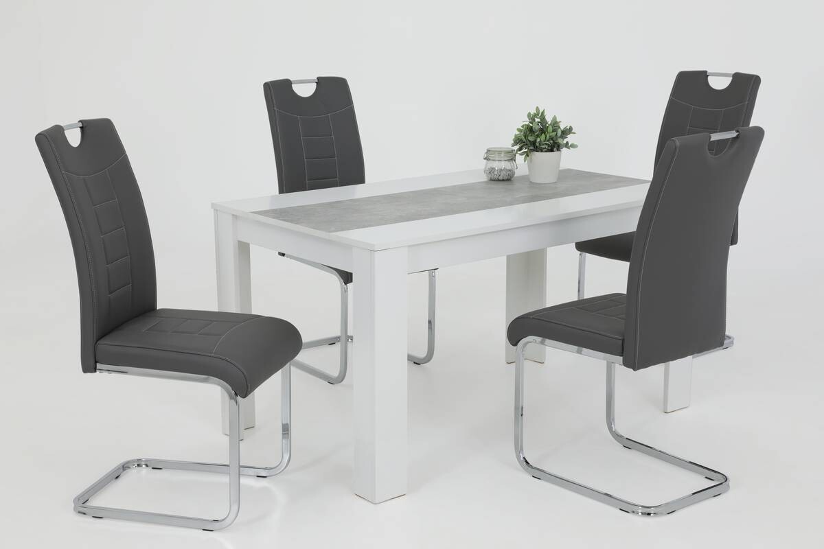 Schwingstuhl Ruby 4er Set grau Kunstleder B/H/T: ca. 44x103x60 cm