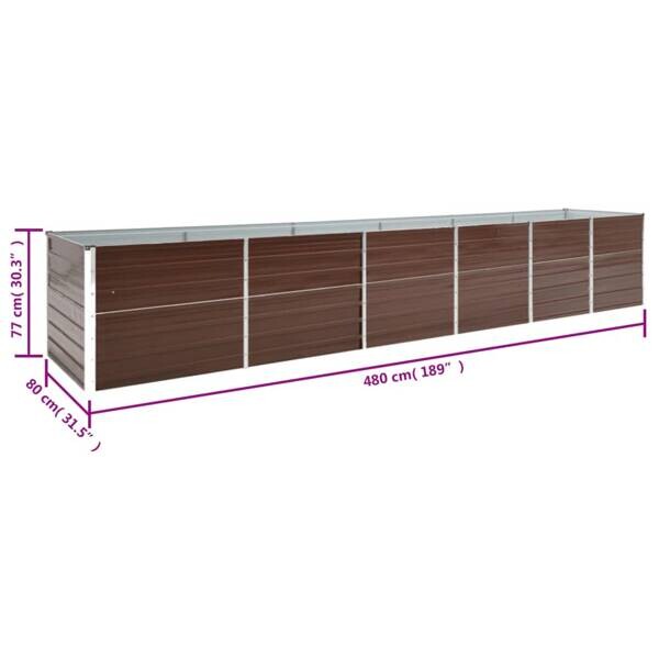 Garten-Hochbeet braun Stahl B/H/L: ca. 80x77x480 cm