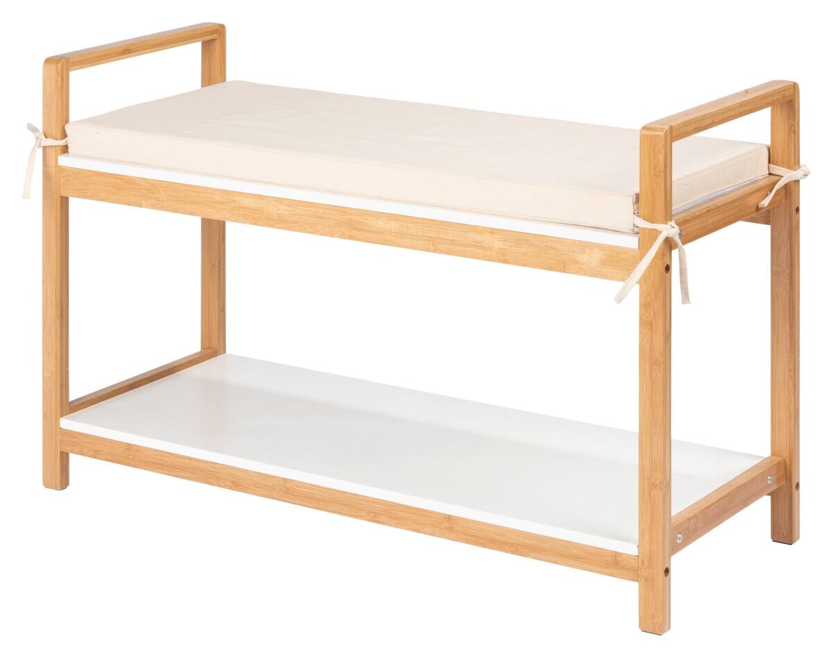 Schuhbank Finja weiß Bambus B/H/T: ca. 90x55x34 cm