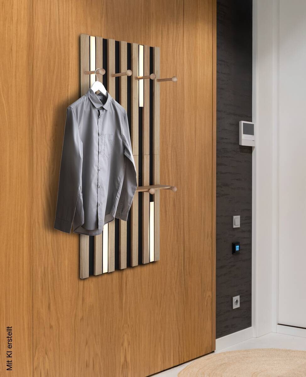 GLOBO Wandleuchte weiß braun mattschwarz Kunststoff Metall Holz B/H: ca. 50x110 cm 1 Brennstellen