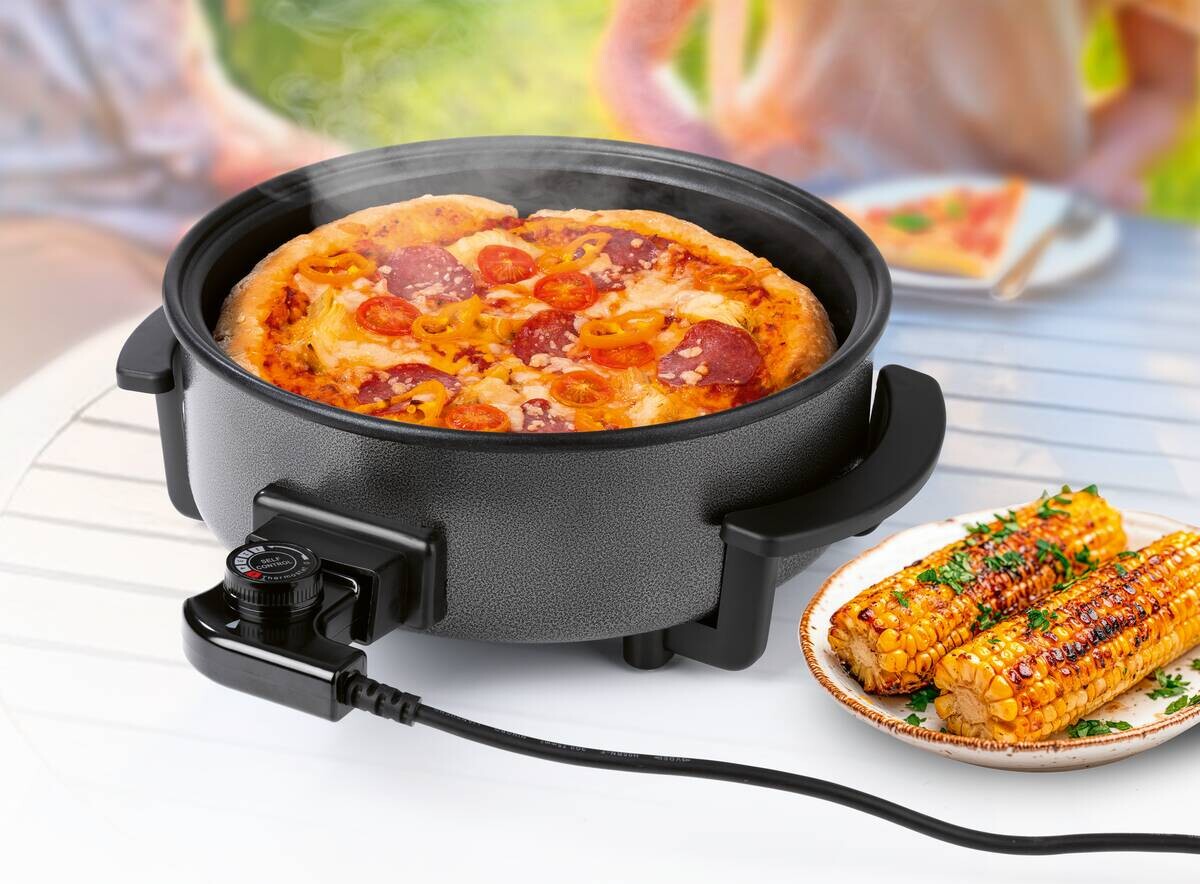 GOURMETmaxx Elektrische Party-Pfanne schwarz Edelstahl B/H/L: ca. 14,5x36x34,5 cm