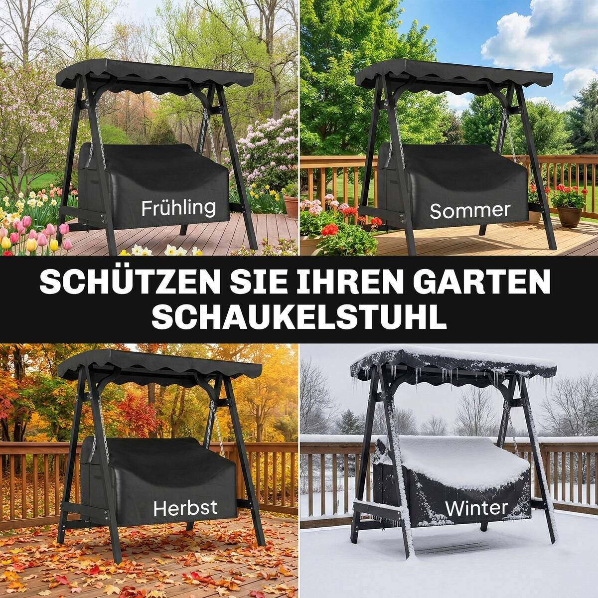 Outsunny Gartenschaukel-Abdeckung schwarz Polyester B/H/L: ca. 76x81x142 cm