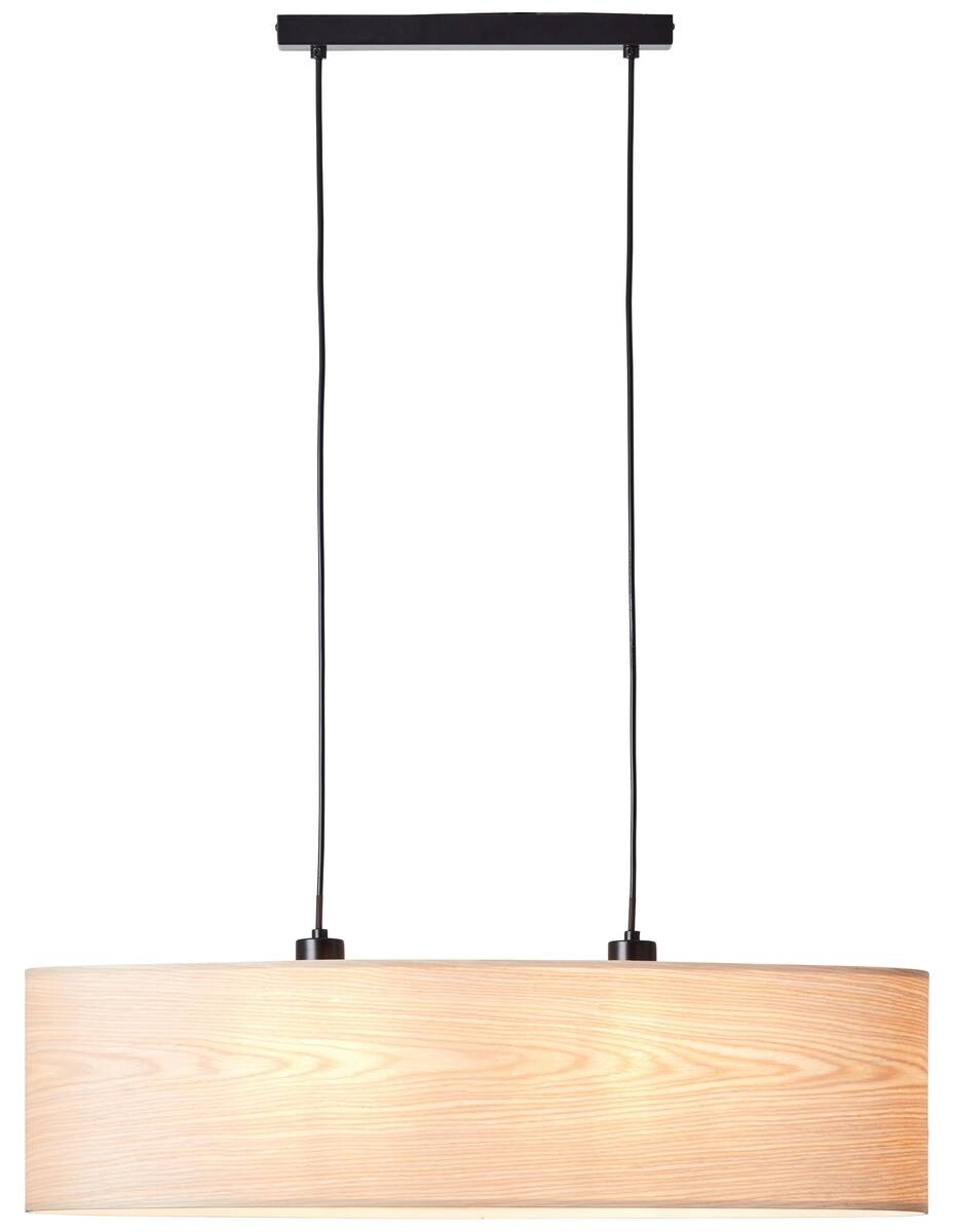 Brilliant Pendelleuchte Romm 99492/76 natur schwarz Holz Metall B/H/T: ca. 78x120x22 cm E27 2 Brennstellen