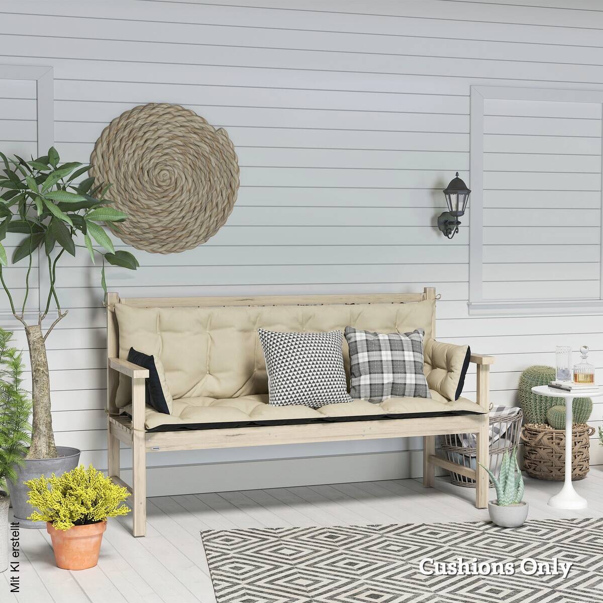 Outsunny Sitzkissen-Set beige Polyester B/H/L: ca. 110x8x180 cm