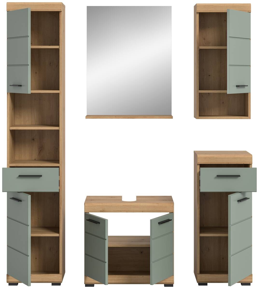Badezimmer-Set Scout Eiche Artisan Nachbildung salbei Nachbildung B/H/T: ca. 164x191x34 cm