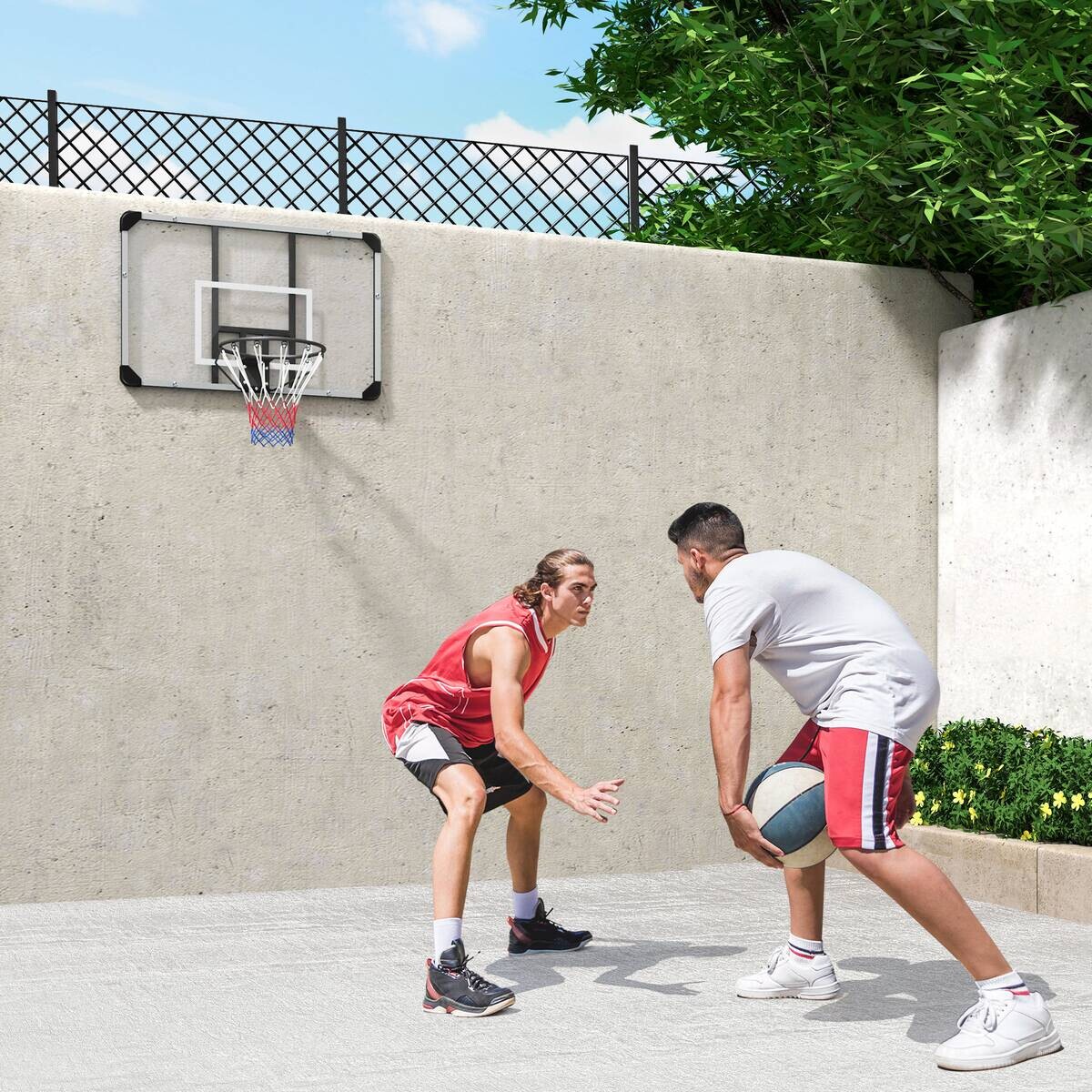 SPORTNOW Basketballkorb transparent Stahl B/H/L: ca. 61x73x113 cm