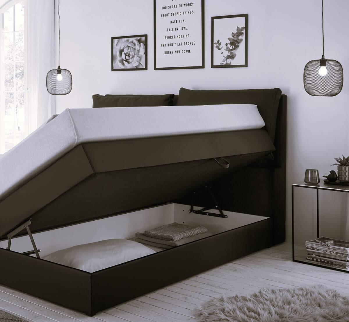 Boxspringbett Lissy schwarz Liegefläche B/L: ca. 140x200 cm