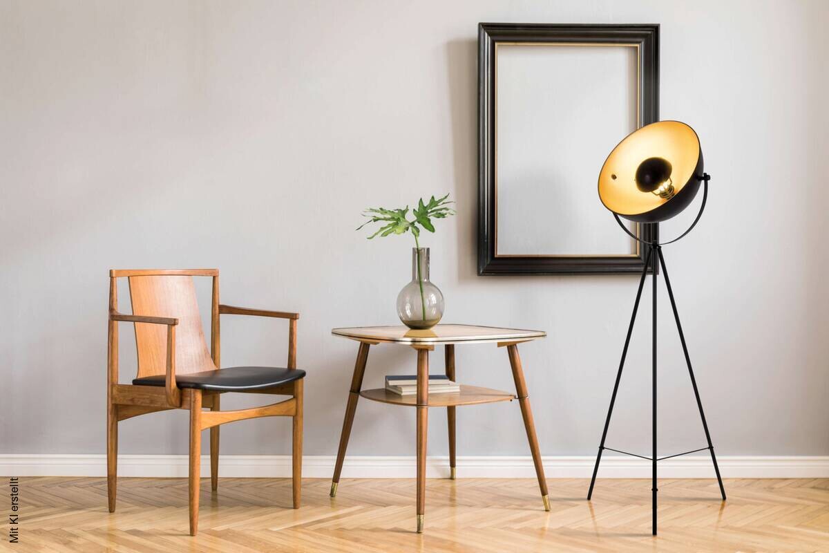 Näve Leuchten Stehlampe gold schwarz Metall B/H/T/D: ca. 55x150x55x55 cm E27 1 Brennstellen