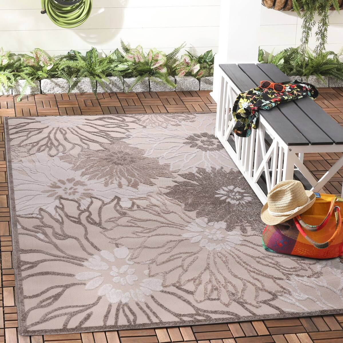 Sanat Outdoorteppich FLORAL creme B/L: ca. 140x200 cm