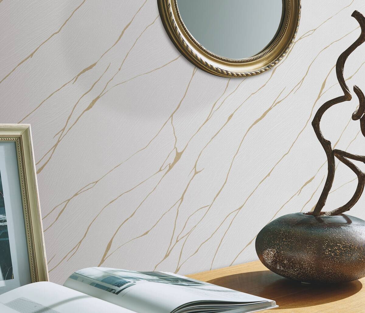 Erismann Vliestapete Marmoroptik hellgrau B/L: ca. 53x1005 cm