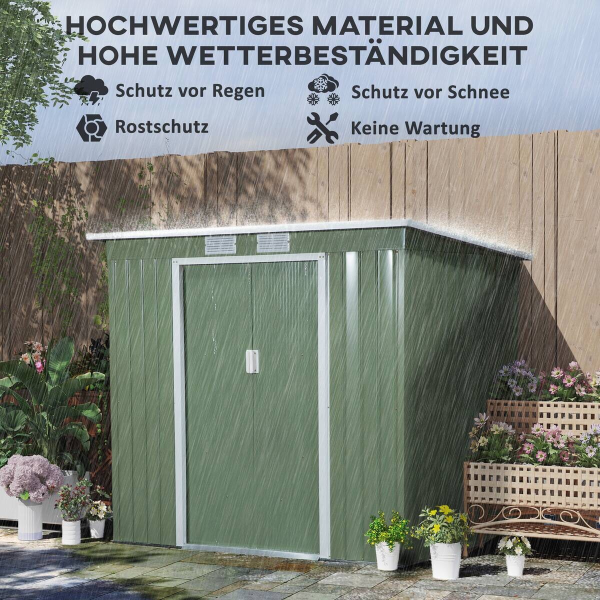 Outsunny Gerätehaus grün B/H/L: ca. 130x173x213 cm