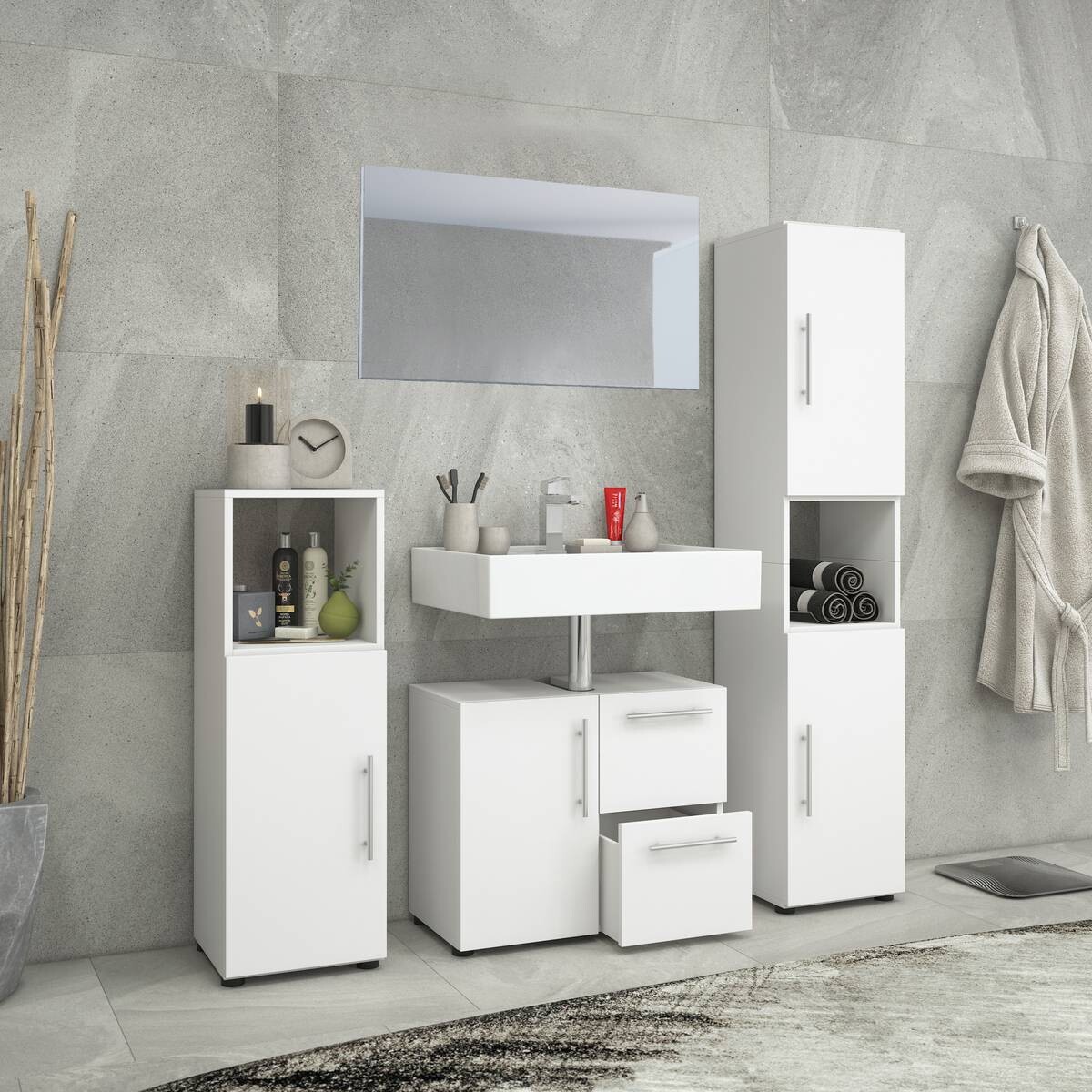 Badezimmer-Set Flandu weiß B/H/T: ca. 61x51x32 cm