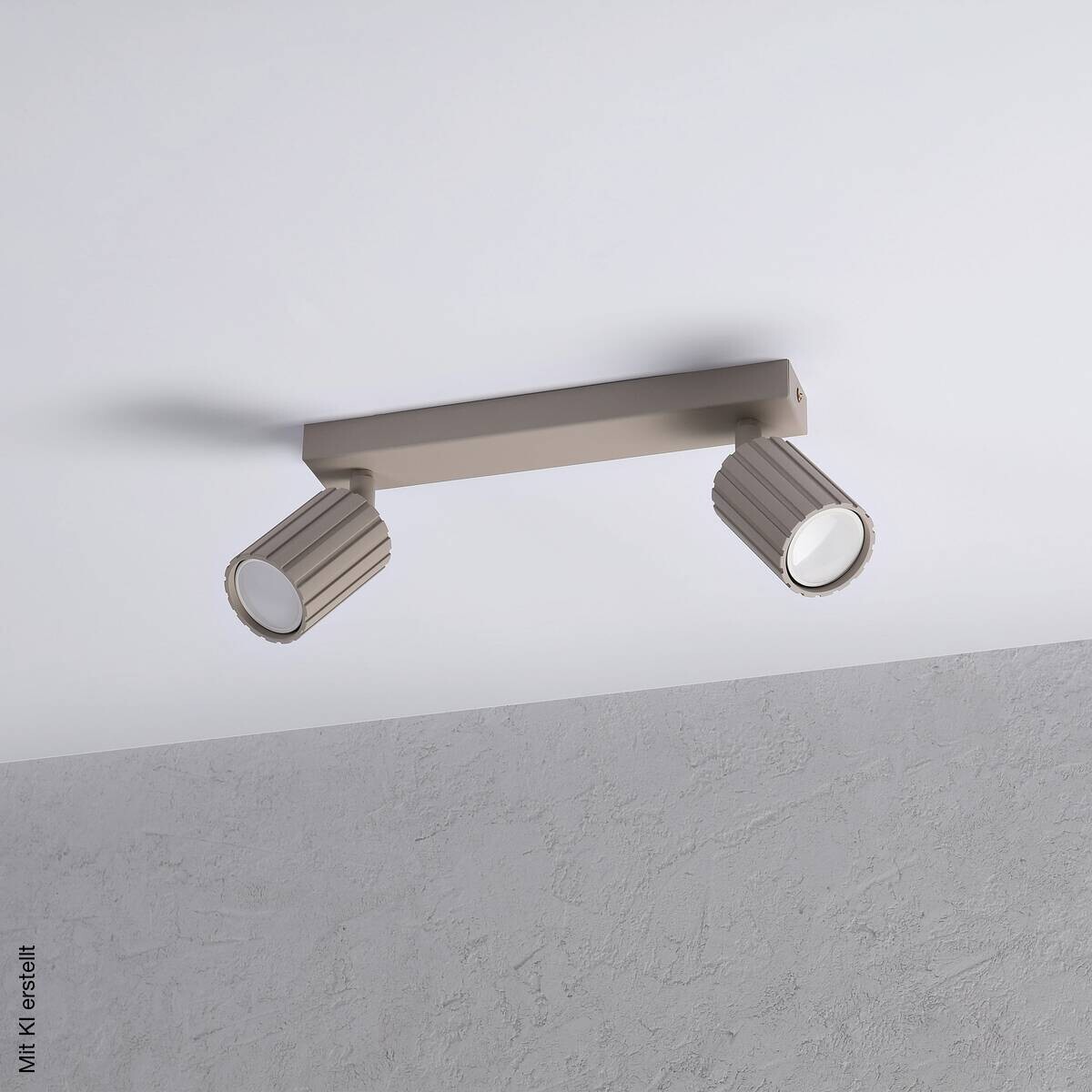 Lamkur Strahler Prisma beige Stahl B/H/L: ca. 6,5x16,5x30 cm 2 Brennstellen