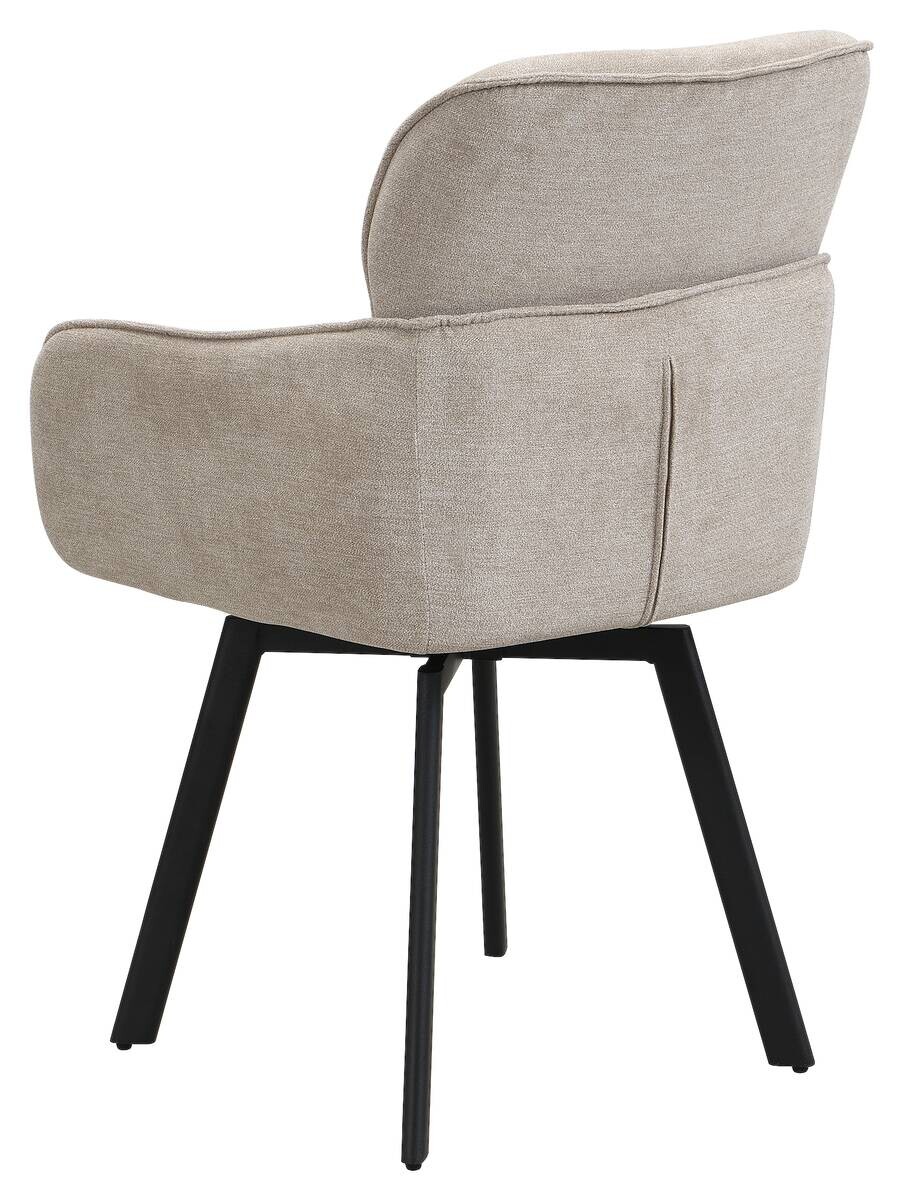 Stuhl RICO, 2er-Set schwarz taupe Metall Stoff B/H/T: ca. 61x90x63 cm