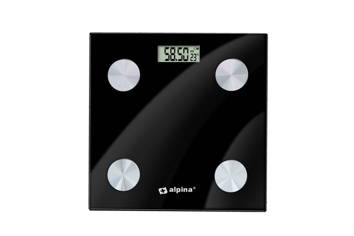 alpina Personenwaage schwarz Edelstahl B/L: ca. 28x28 cm
