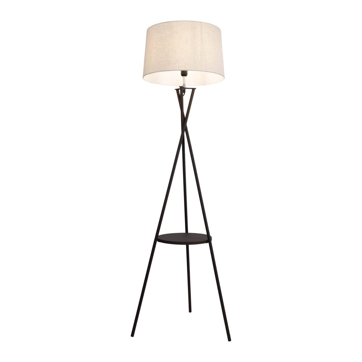 Näve Leuchten Stehlampe schwarz Textil Metall B/H/T/D: ca. 51x158x51x51 cm E27 1 Brennstellen