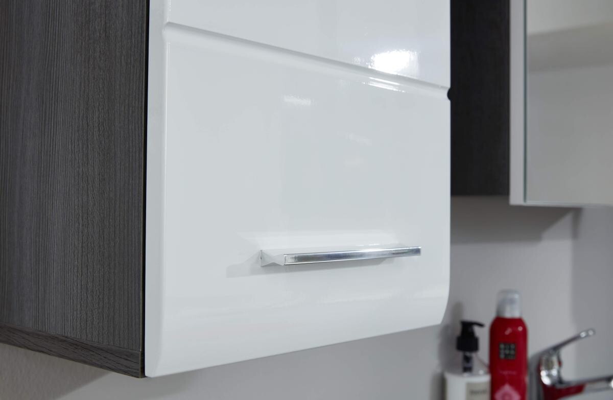 Badhängeschrank Line Rauchsilber Nachbildung weiß Hochglanz B/H/T: ca. 30x77x23 cm