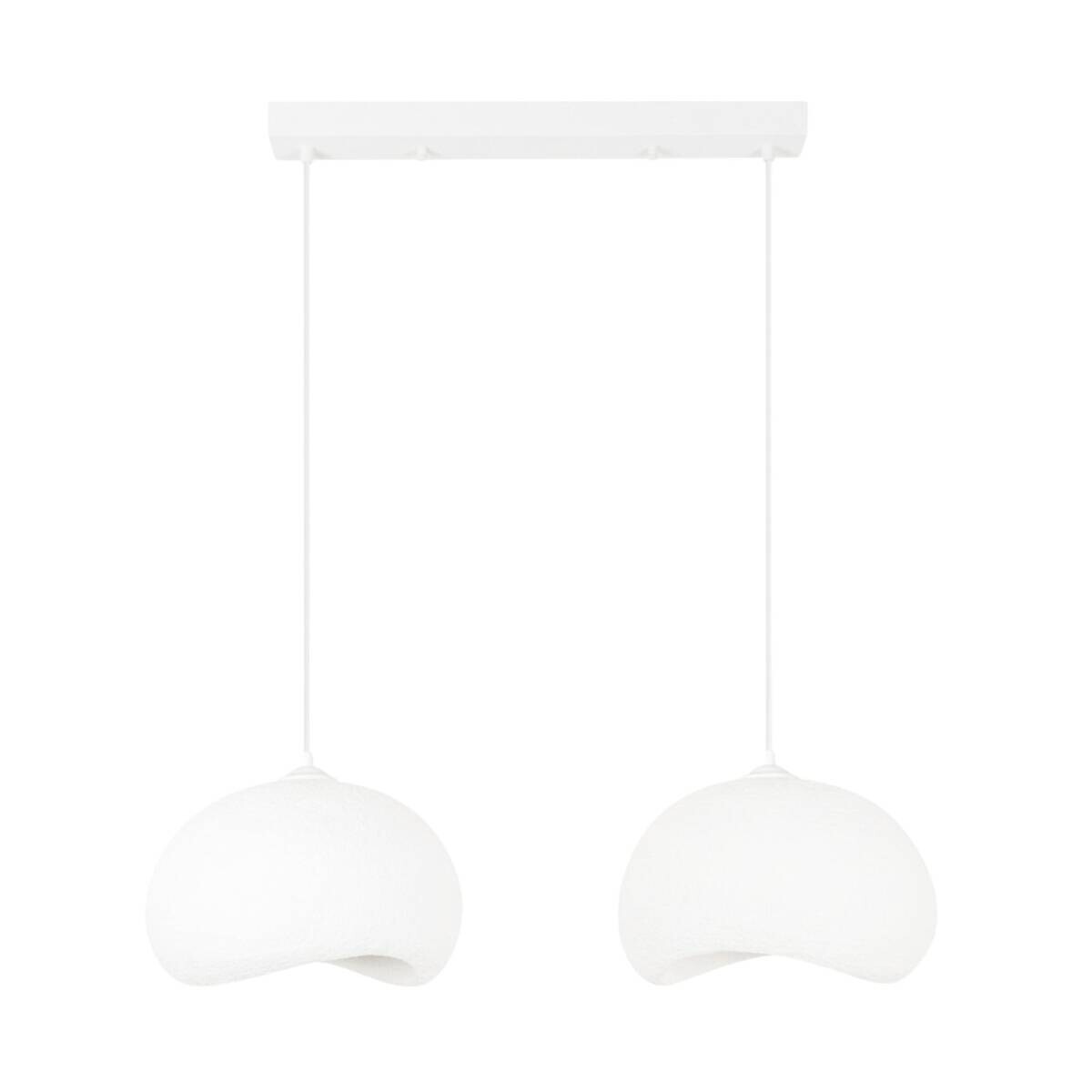 Opviq Pendelleuchte Yontu-15852-A weiß Metall Polyester-Mischgewebe B/H/L: ca. 29x120x34 cm E27 2 Brennstellen