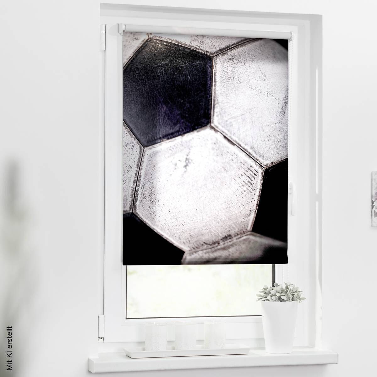 LICHTBLICK Rollo Retro Fußball schwarz B/L: ca. 60x150 cm
