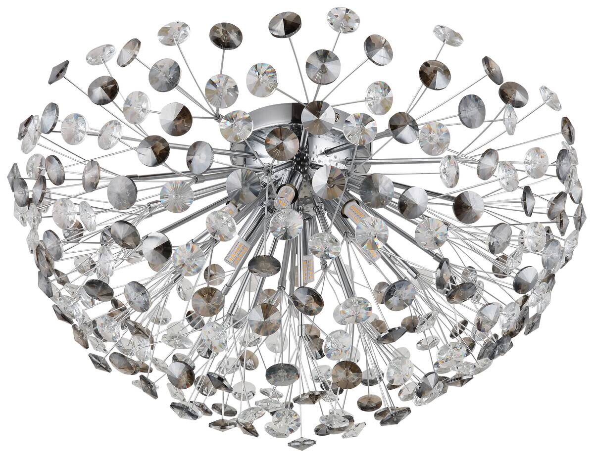 GLOBO LED-Deckenleuchte Rauch Chrom Metall H/D: ca. 32,5x60 cm 6 Brennstellen